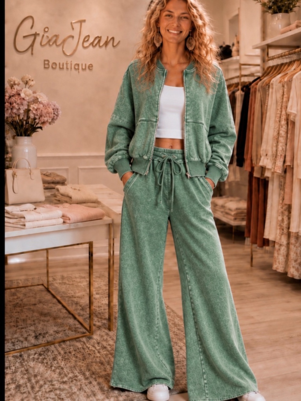 ❤️ ZENANA “ COURTNEY 3 “ ZENANA TWO PIECE ACID WASH SWEAT SUIT SET